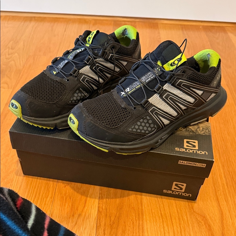 Salomon Black with Neon Yellow Trail Shoes